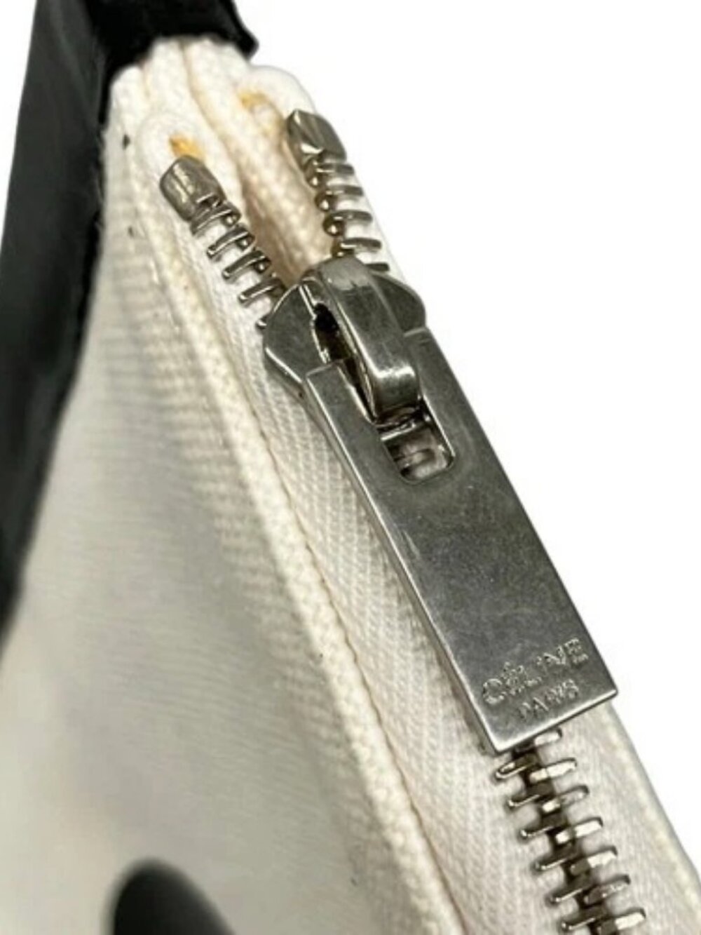 CELINE - Cream Black Canvas Clutch Bag - Picture 9 of 15
